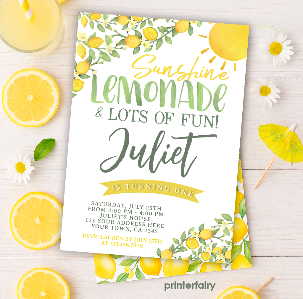 Sunshine Lemonade First Birthday Invitation