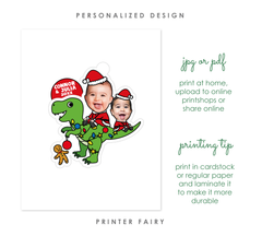 Christmas Dinosaur Ornaments for Siblings with Photo