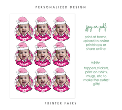 Christmas Elf Cupcake Topper with Photo