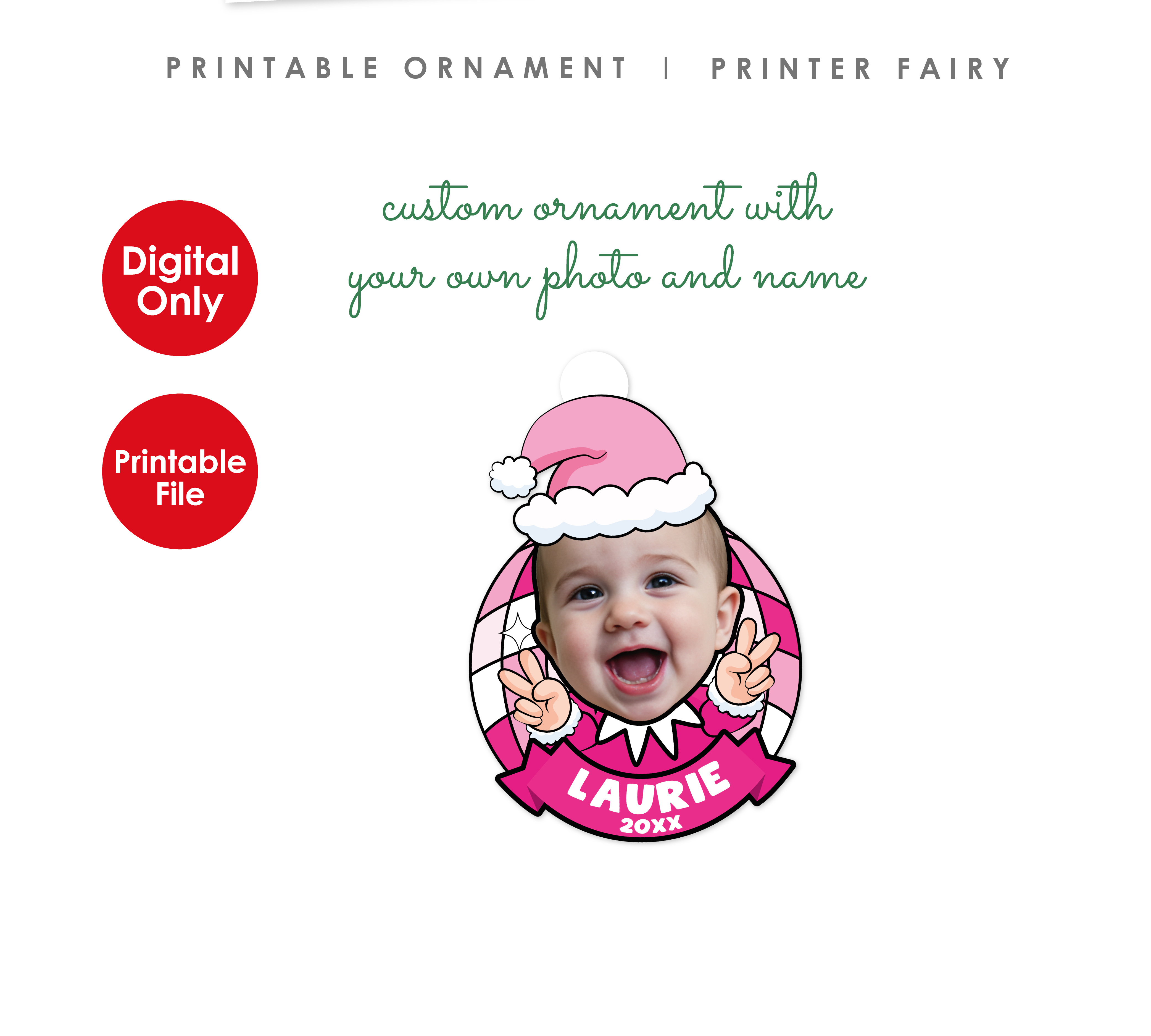 Christmas Elf Ornament with Photo