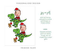 Christmas Dinosaur Toppers with Photo