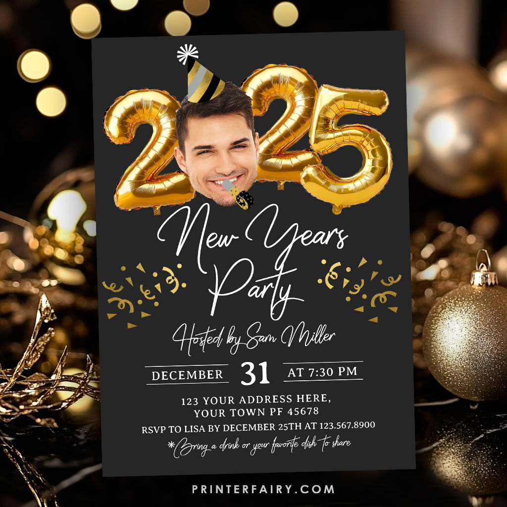 New Years Party Invitation with Photo