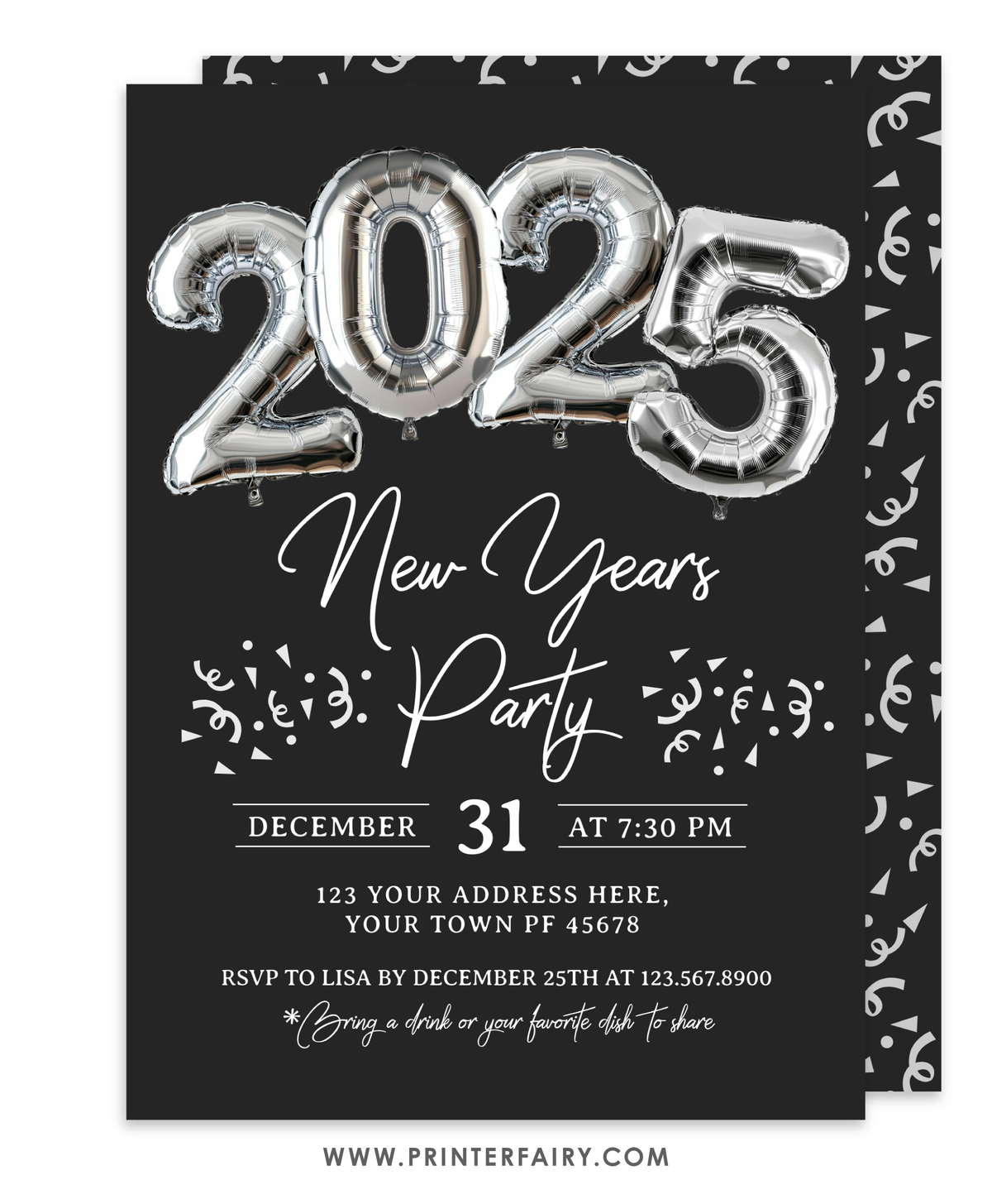 New Year's Editable Party Invitation