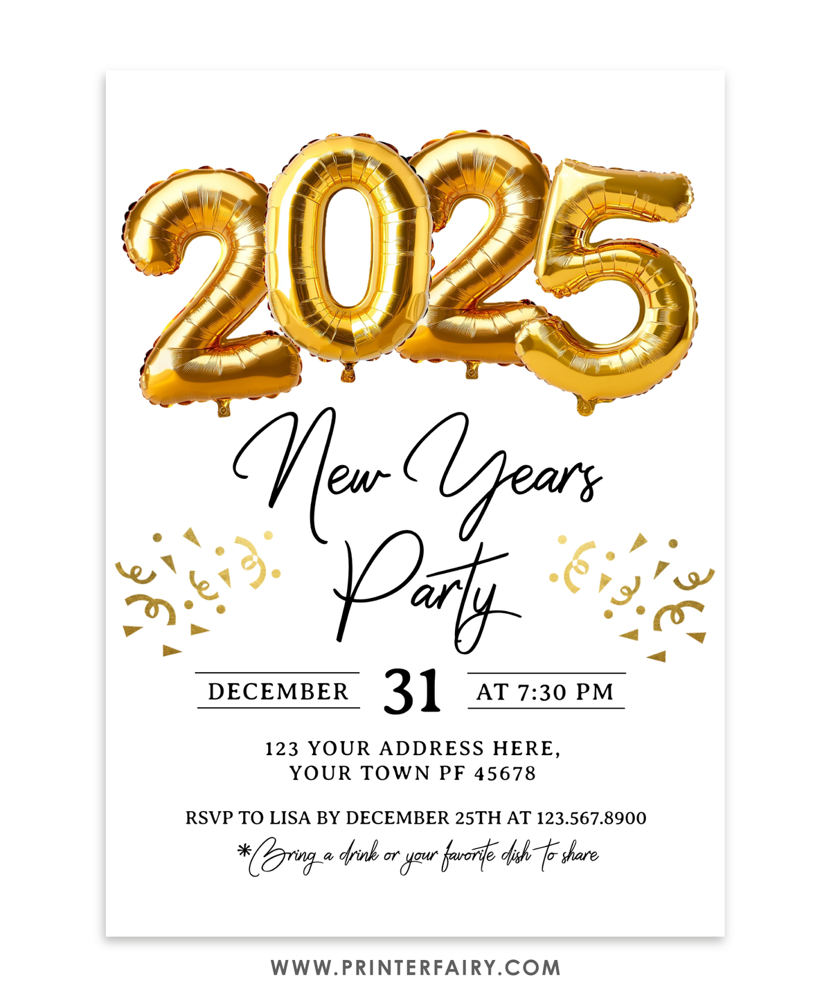 New Years Party Invite Template