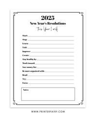 2025 New Year Resolutions Template