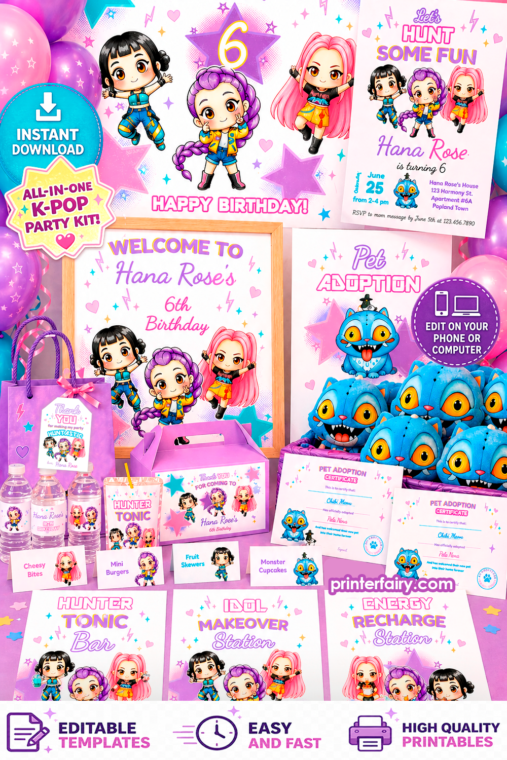 K-Pop Demon Hunters Birthday Party Bundle