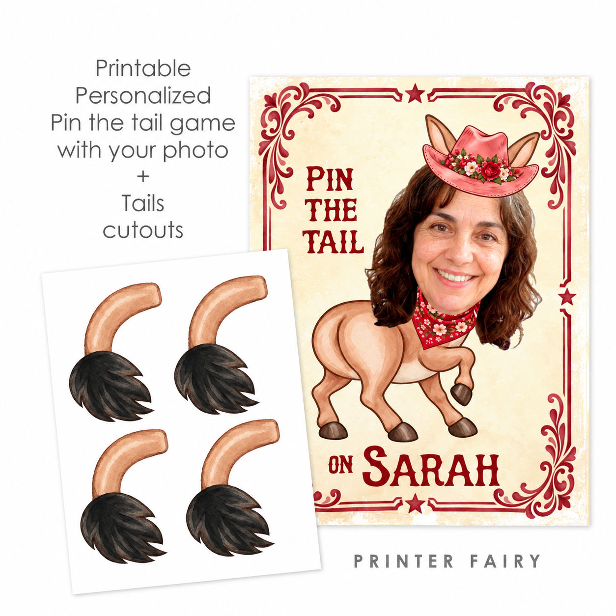 Personalized Pin the Tail on the Donkey Game with Photo