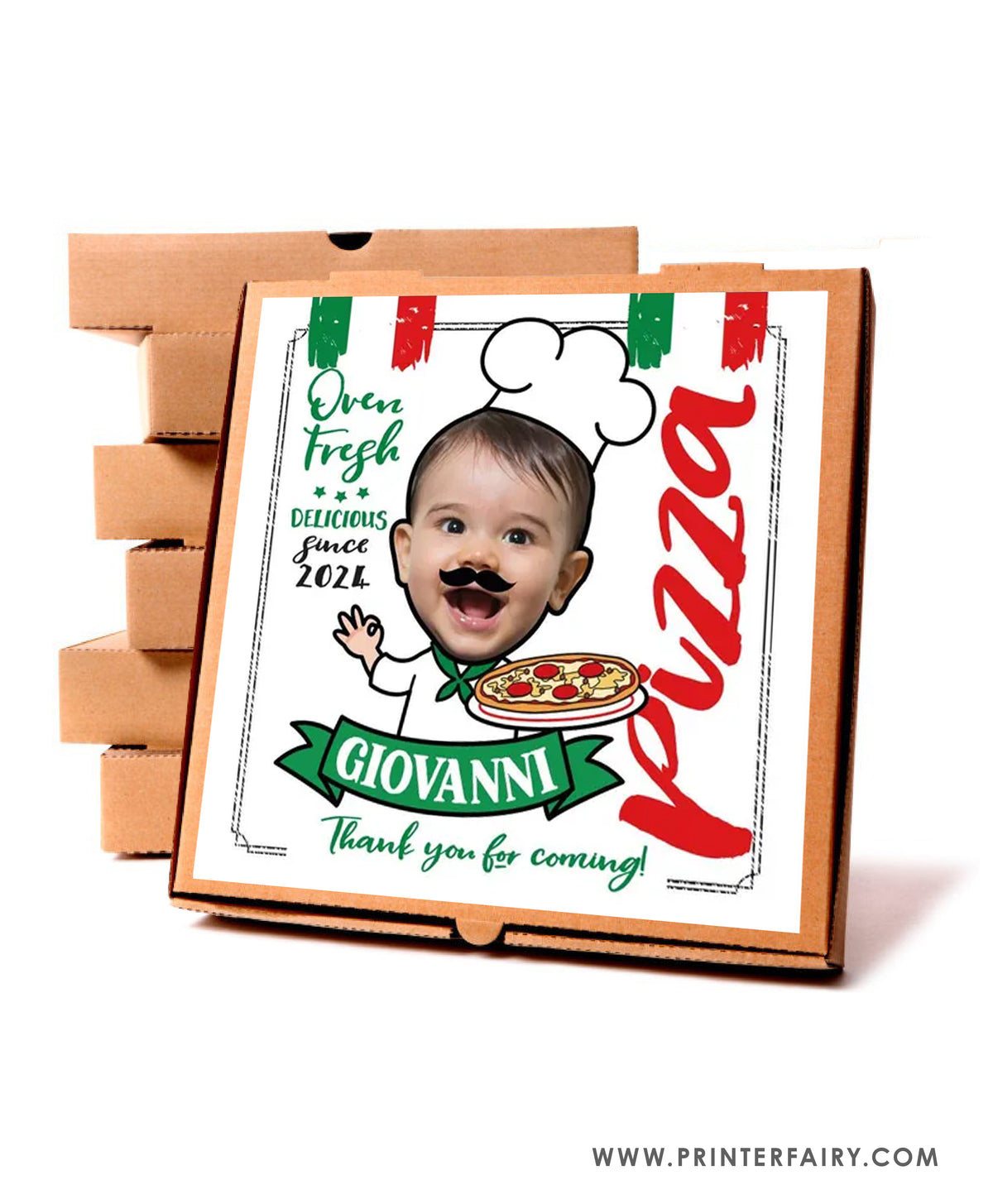 Pizza Box Label with Photo
