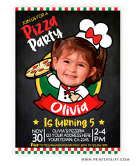 Pizzeria Birthday Party Invitation with Photo