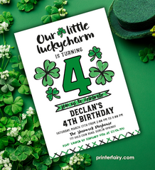 Little Shamrock 4th Birthday Invitation