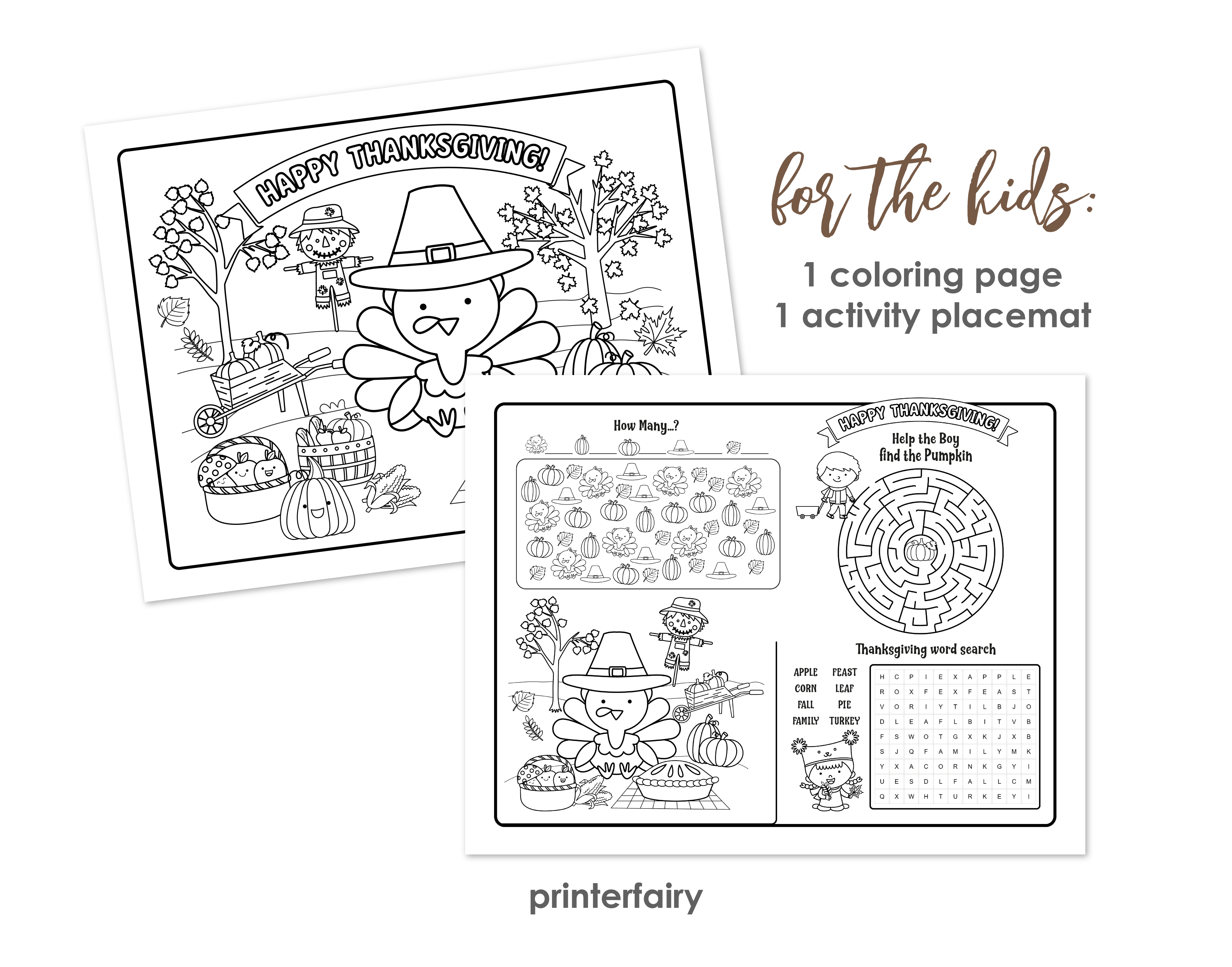 Thanksgiving Dinner Printable Bundle