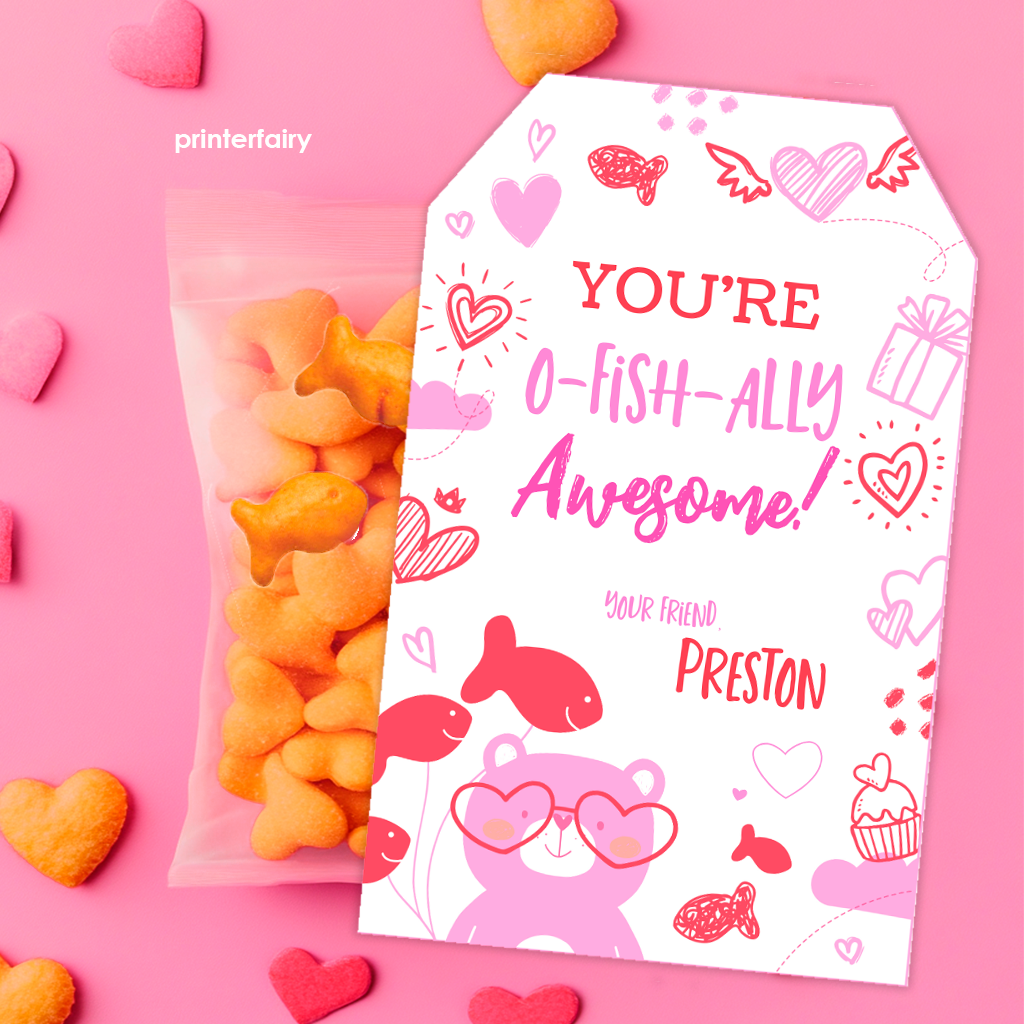 Valentine's Day Printable Tag for Goldfish Crackers