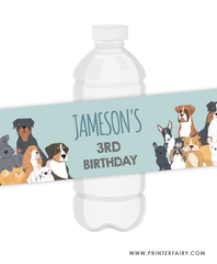 Puppy Adoption Birthday Water Bottle Label