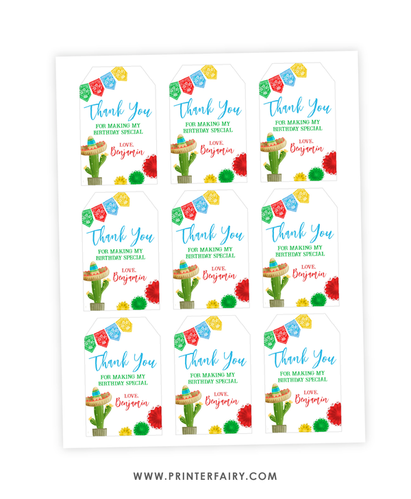 Fiesta Birthday Party Favor Tags