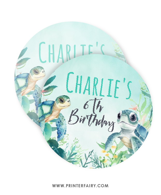 Sea Turtle Birthday Party Toppers