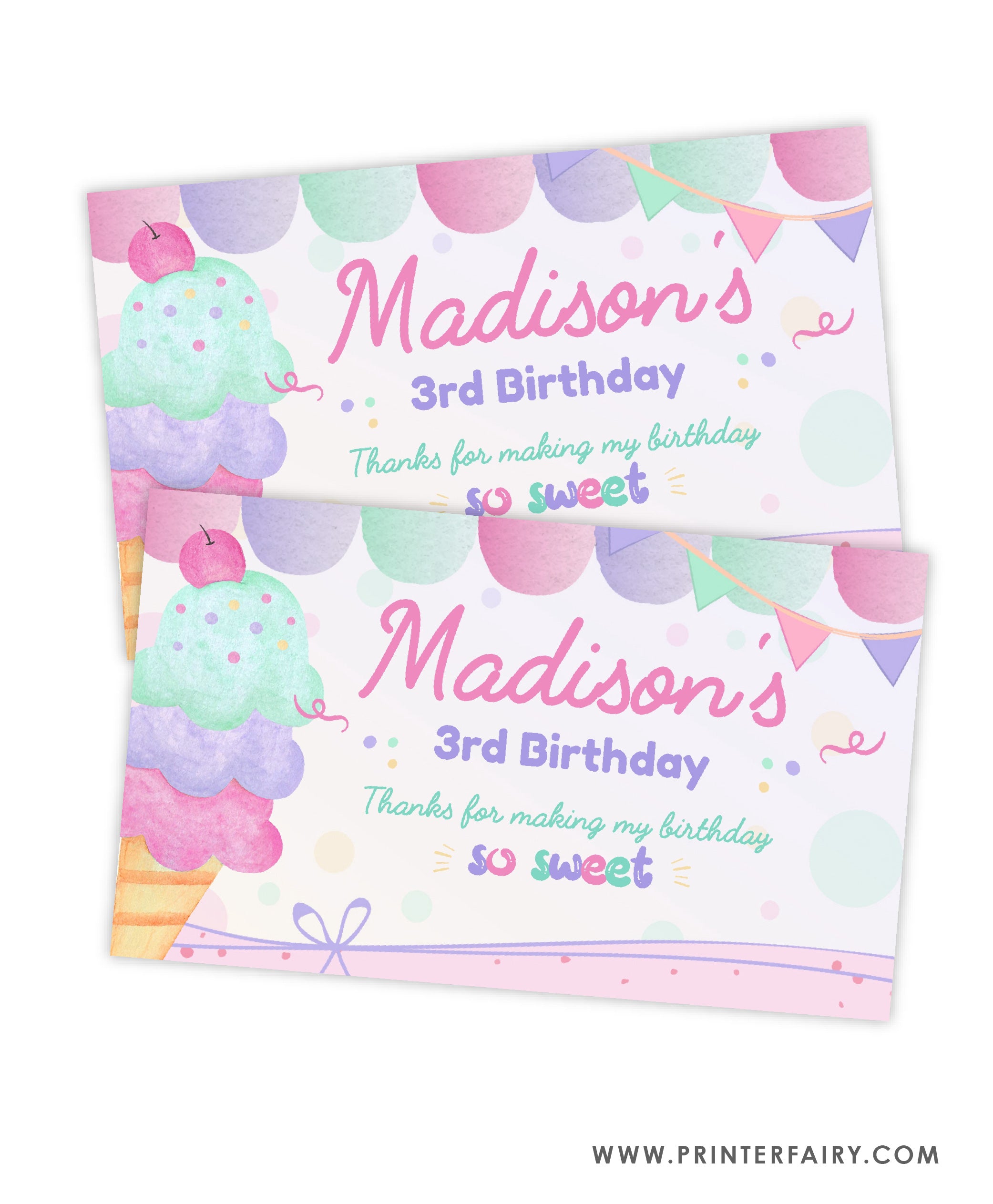 Ice Cream Birthday Gable Box Label