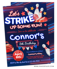 Bowling Birthday Party Invitation