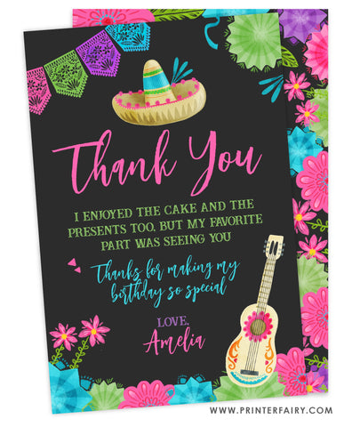 Fiesta Birthday Party Thank You Card