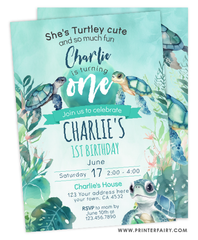 Sea Turtle First Birthday Invitation