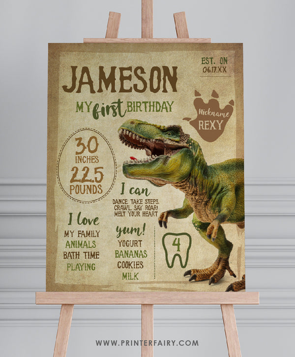 Dinosaur First Birthday Board