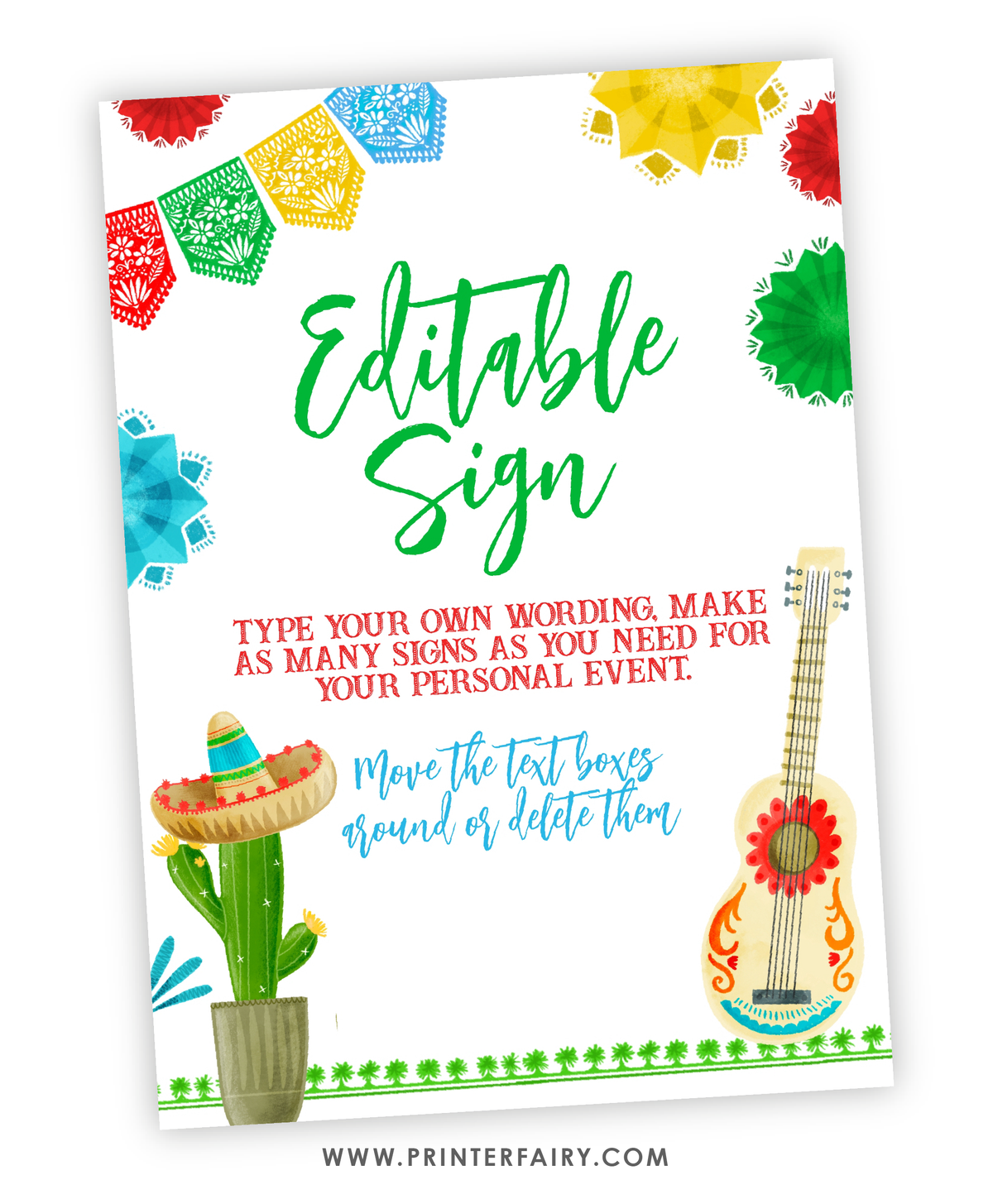 Fiesta Birthday Party Editable Sign