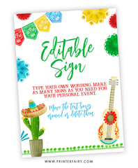 Fiesta Birthday Party Editable Sign