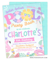 Pool Birthday Party Invitation