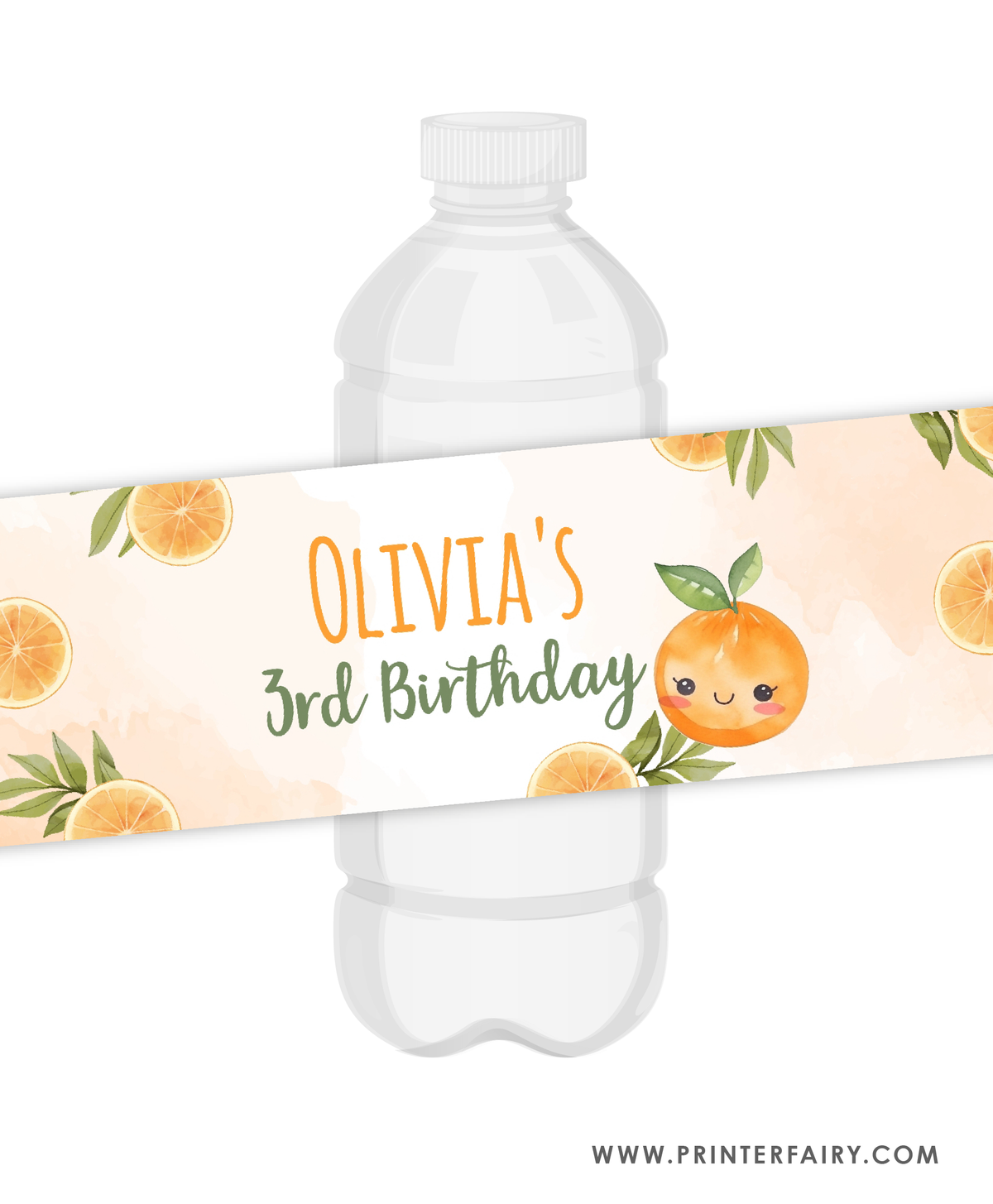 Sweet Orange Birthday Party Water Bottle Label