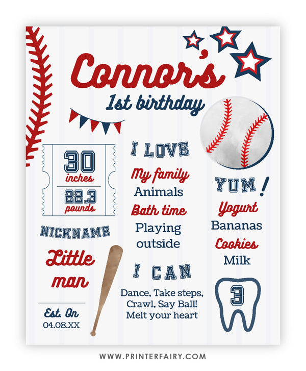 Baseball Birthday Board