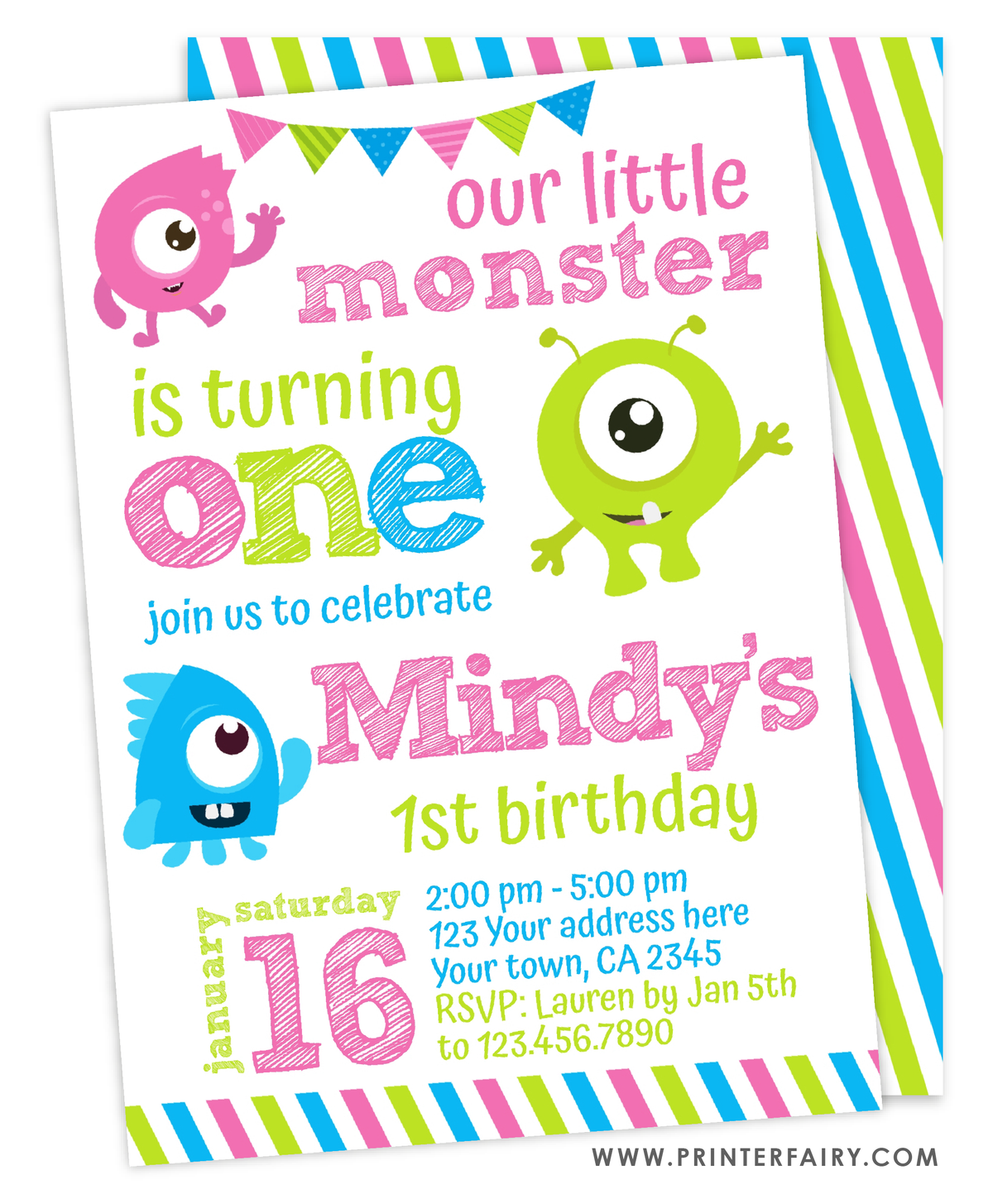 Little Monster Birthday Party Invitation