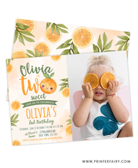 Sweet Orange Second Birthday Party Invitation with Photo