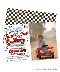 Race Car Second Birthday Invitation with photo