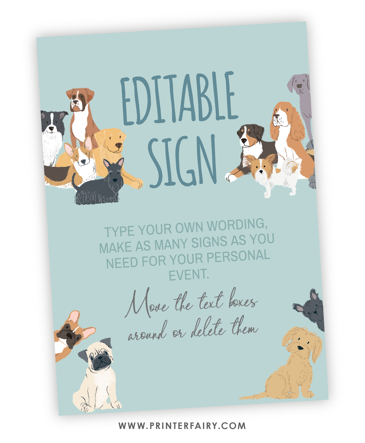 Puppy Adoption Birthday Editable Sign