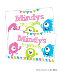 Little Monster Birthday Party Gable Box Label