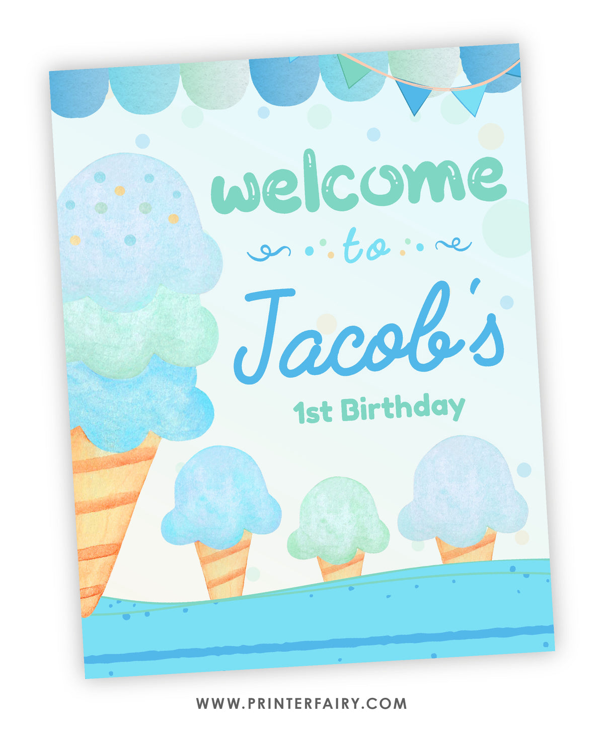 Ice Cream Birthday Welcome Sign