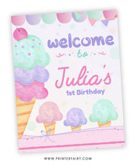 Ice Cream Birthday Welcome Sign