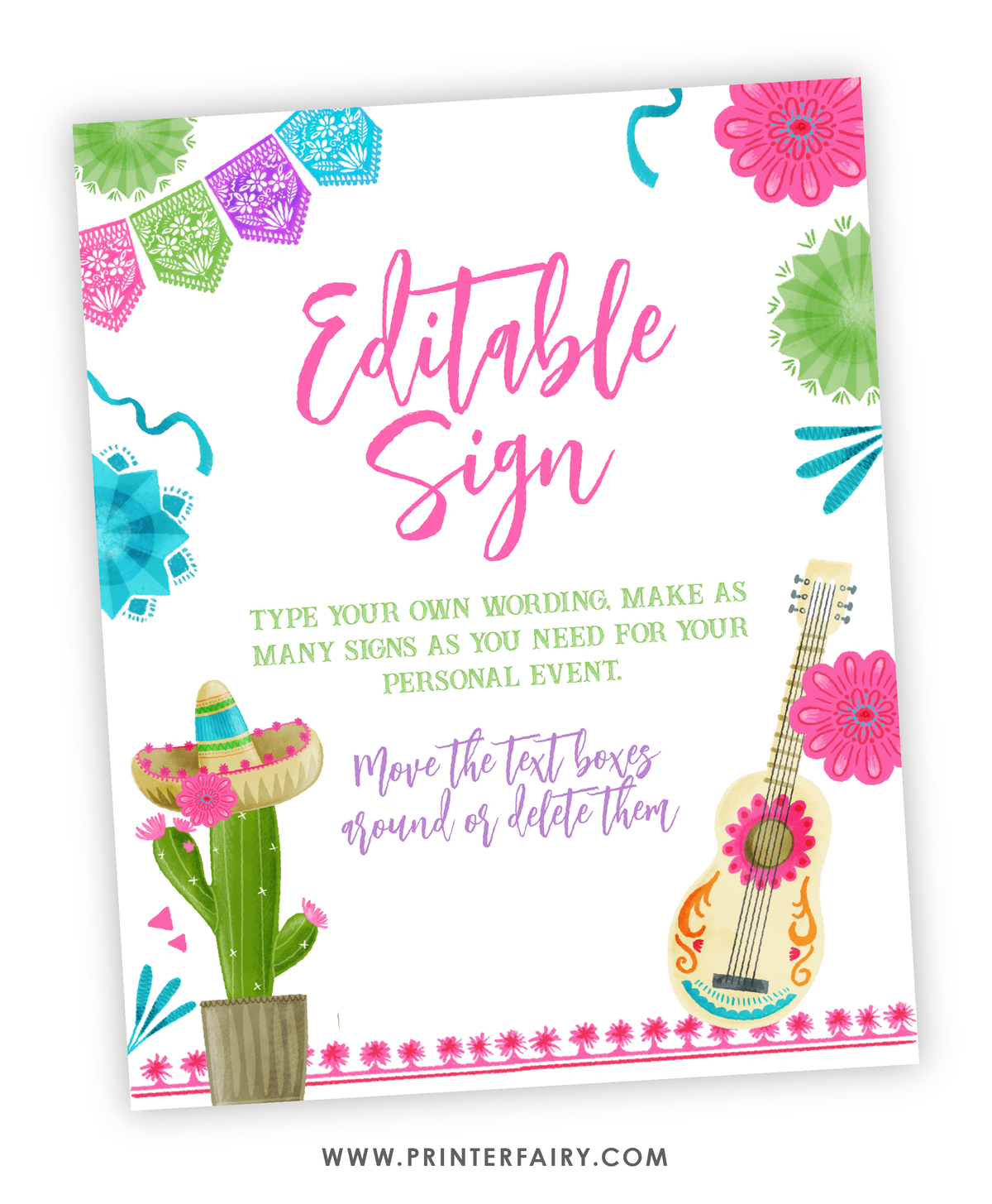 Fiesta Birthday Party Editable Sign