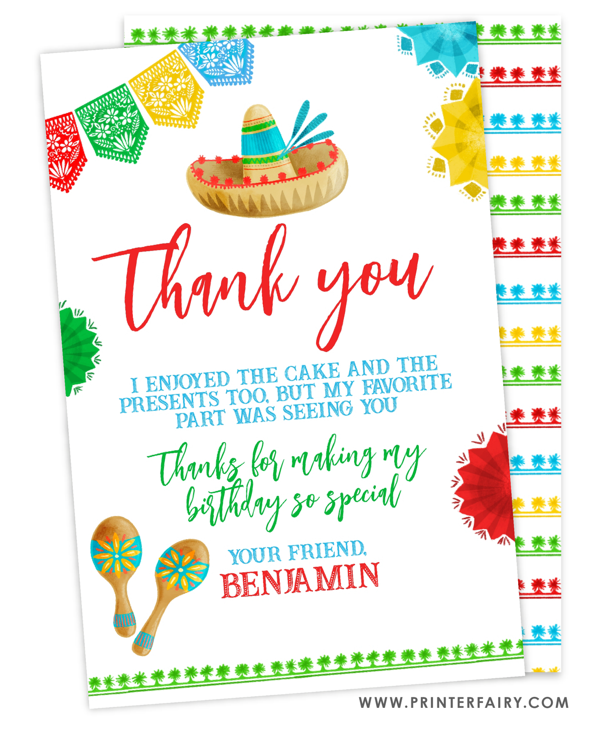 Fiesta Birthday Thank You Card