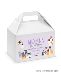 Puppy Adoption Birthday Gable Box Label