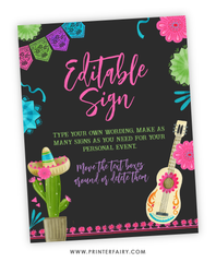 Fiesta Birthday Party Editable Sign