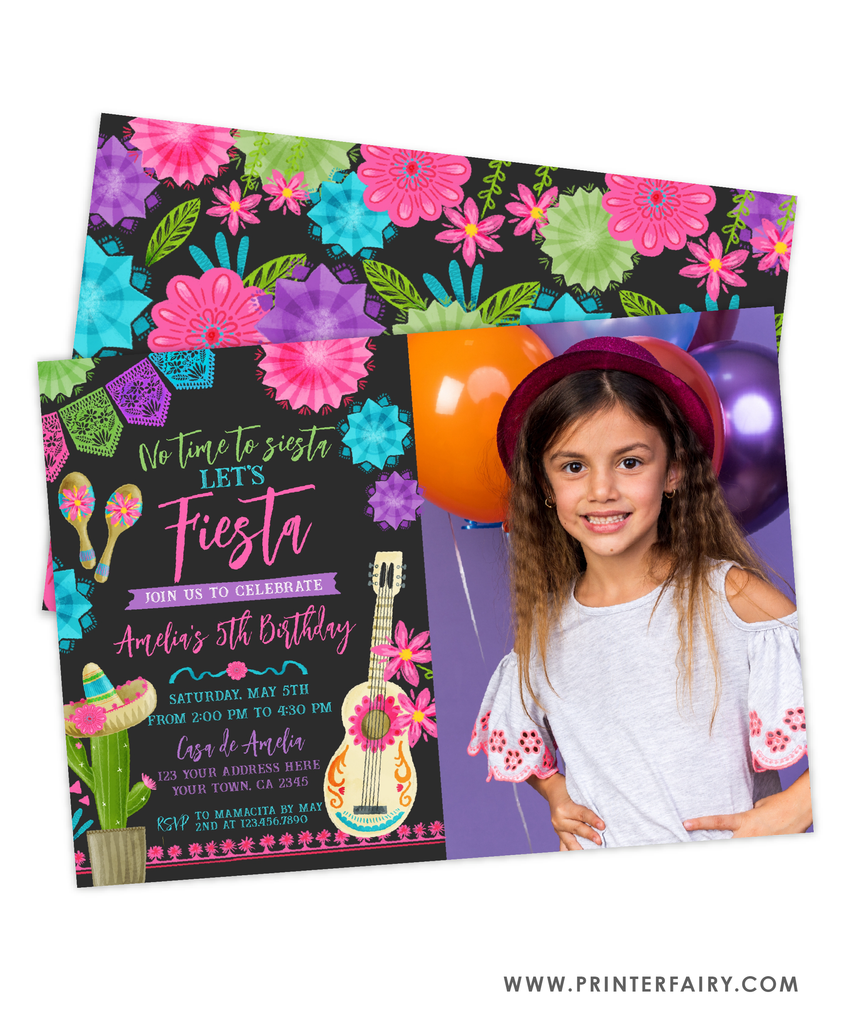 Fiesta Birthday Party Invitation with photo | PrinterFairy