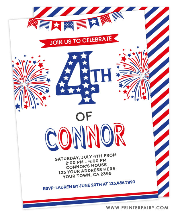 4th of July 4th Birthday Invitation