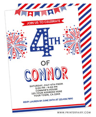 4th of July 4th Birthday Invitation