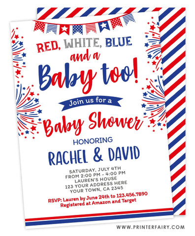 4th July Baby Shower Invitation