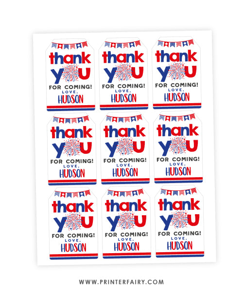 4th July Favor Tags