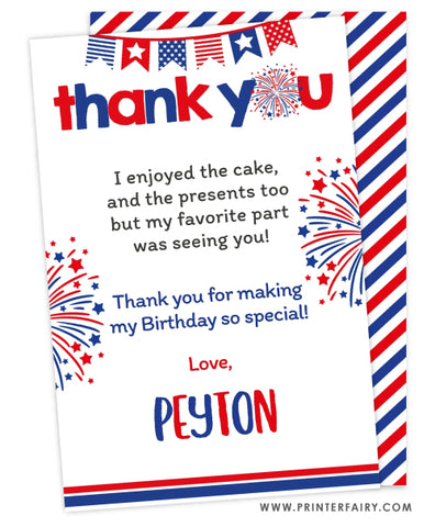 4th July Thank You Card