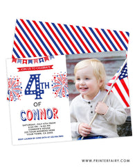 4th of July 4th Birthday Invitation with photo