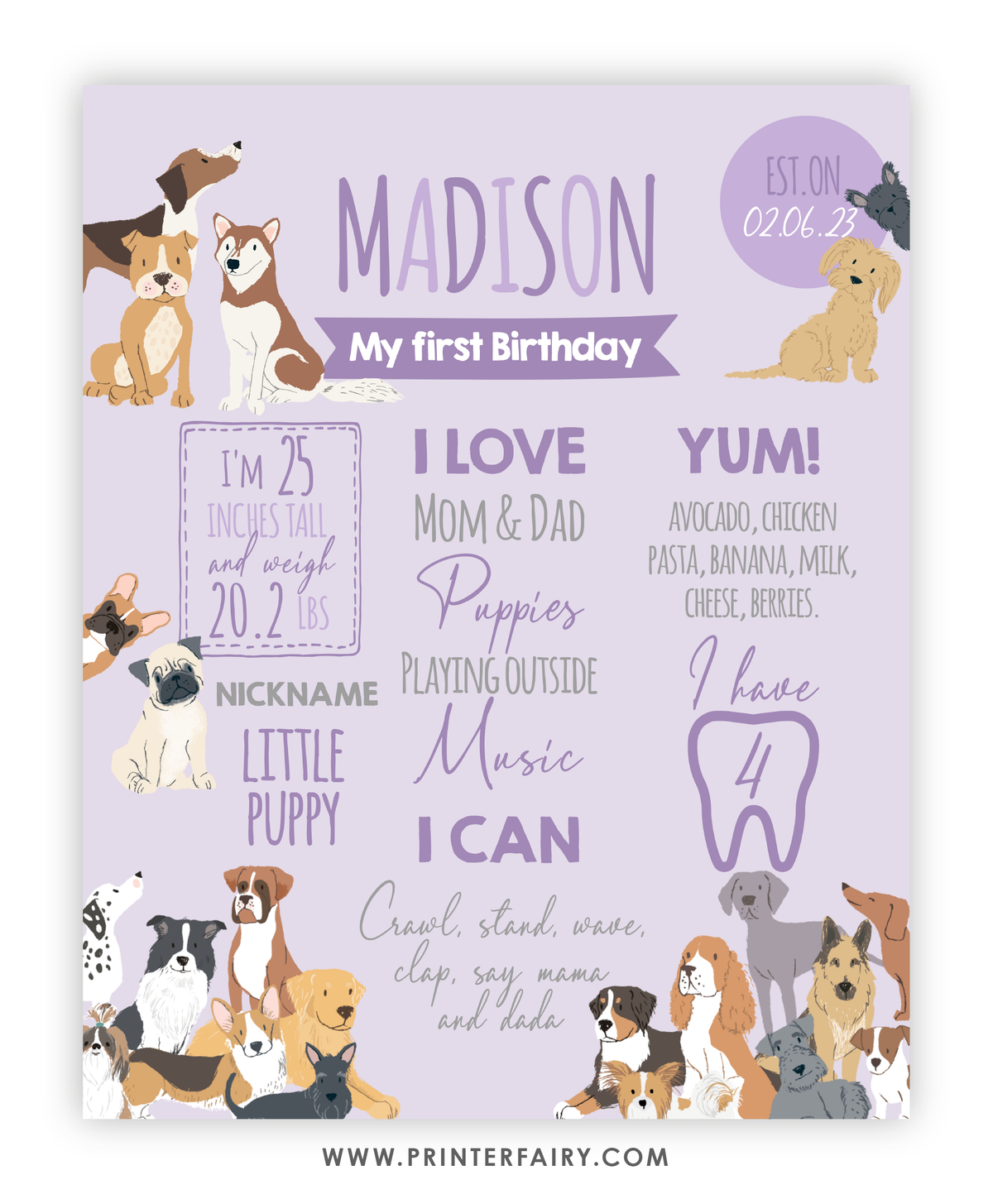 Puppy Adoption First Birthday Board