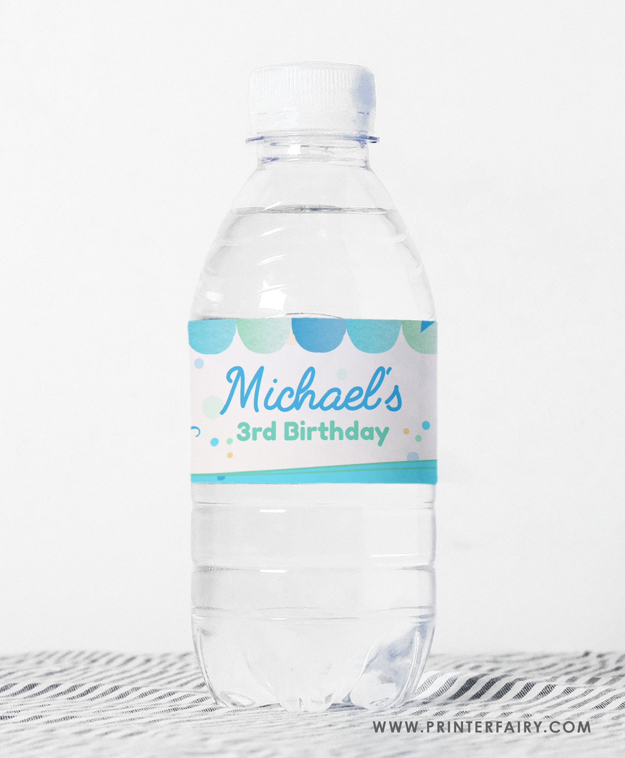 Ice Cream Birthday Water Bottle Label