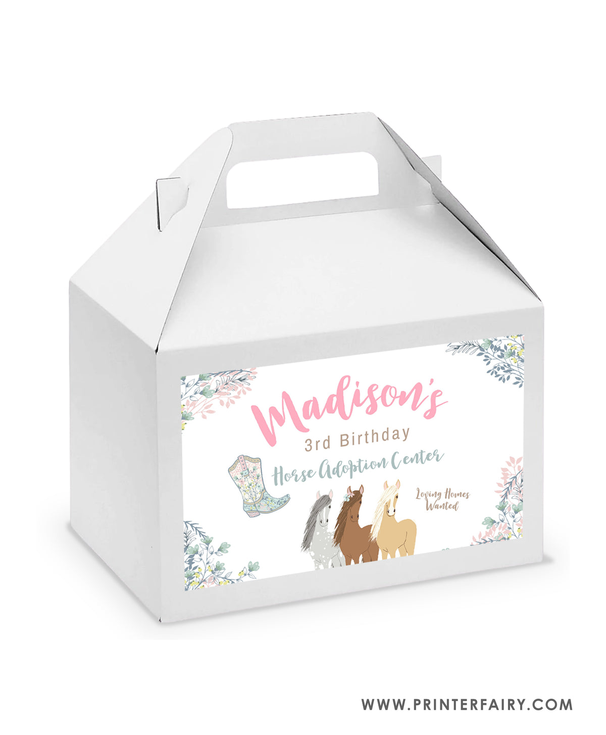 Floral Horse Gable Box Label